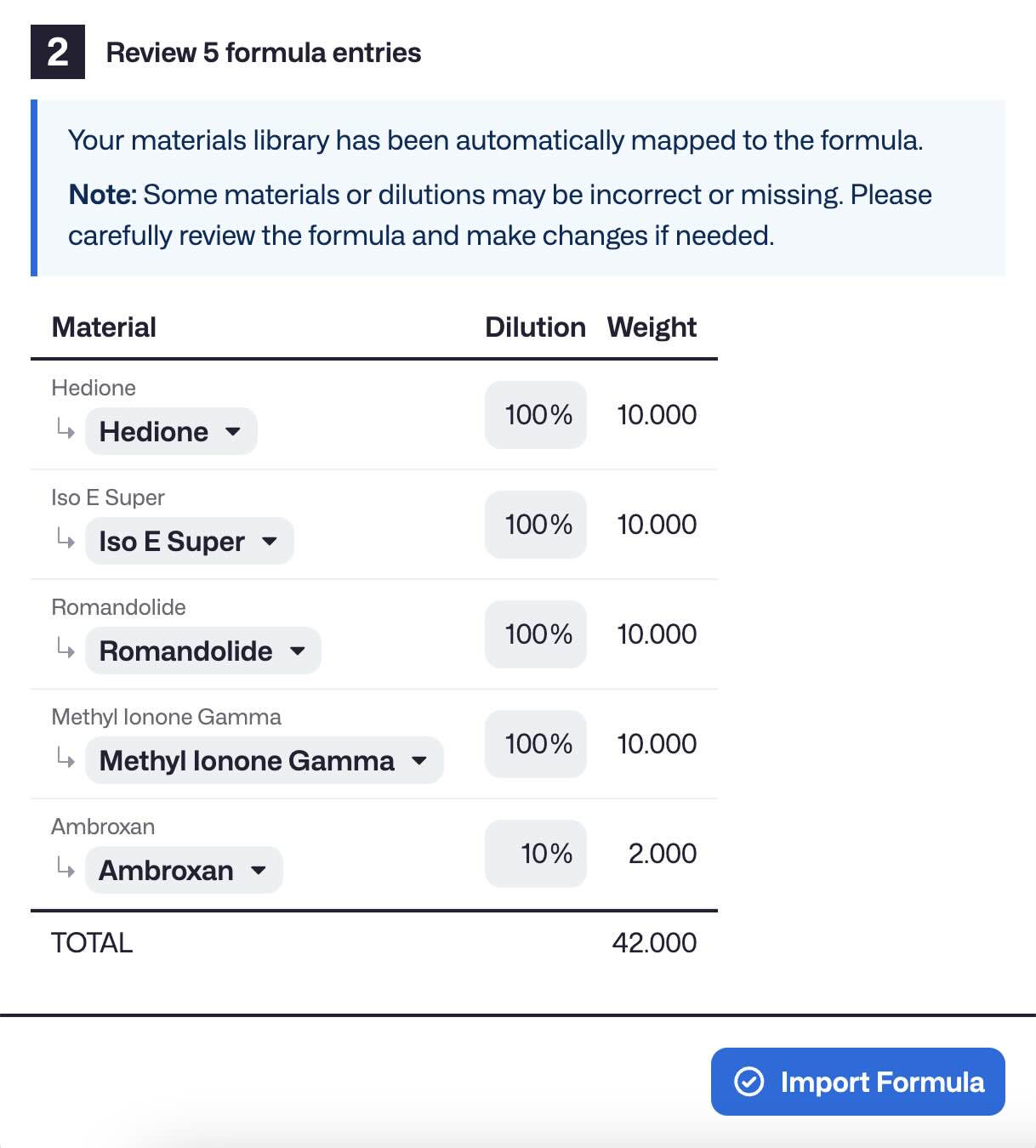 Import Formula Step 2